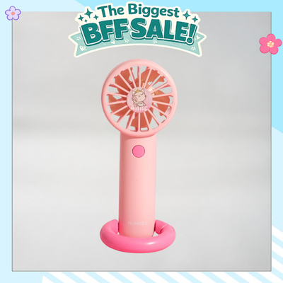 Electric Mini Handheld Fan with Carabiner - Pink/White/Blue