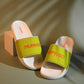 Fashionable Sliders for Men & Women - White & Green Mumuso