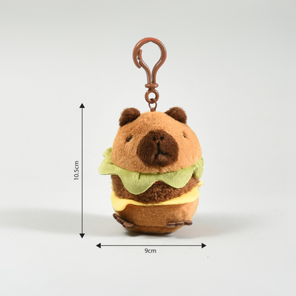 Cute Capybara Hamburger Plush Keychain