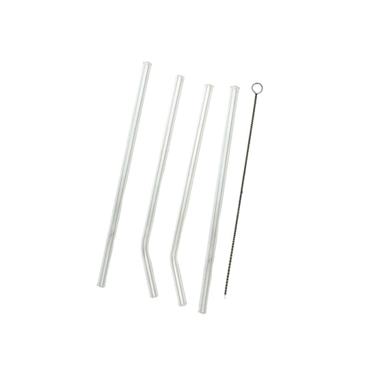 Glass Drinking Straws with Cleaning Brush - 4 pieces Mumuso