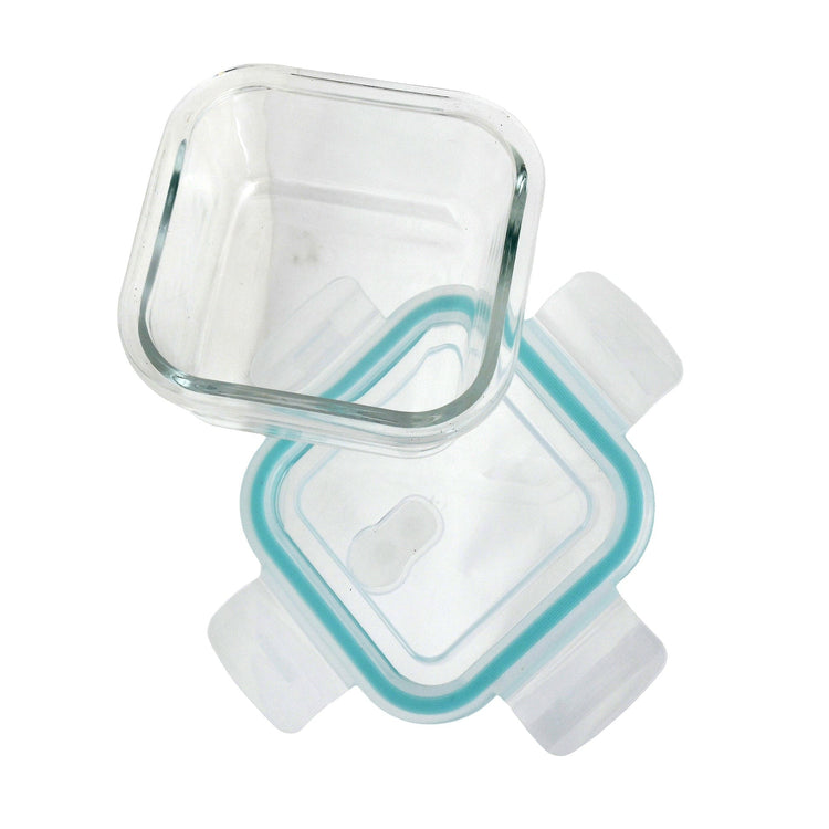 Glass Food Storage Container - 390 ml /Blue Mumuso