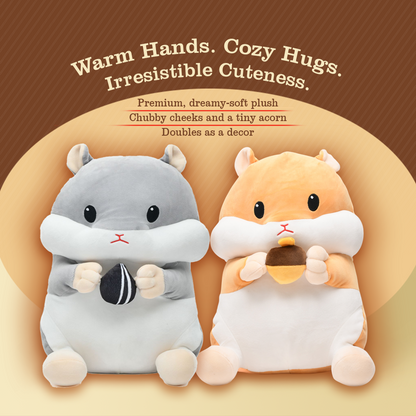 Cute Hamster Handwarmer Pillow- Beige and Gray