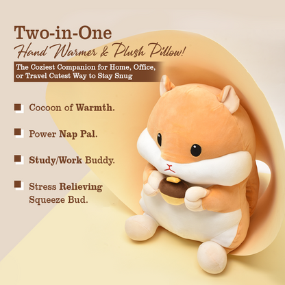 Cute Hamster Handwarmer Pillow- Beige and Gray