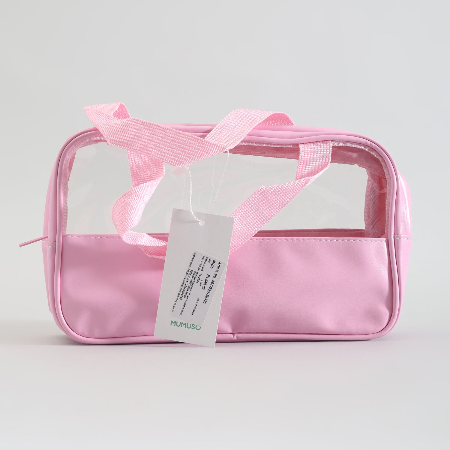 Mumuso Toiletry Bag with Clear Window- Pink/Medium