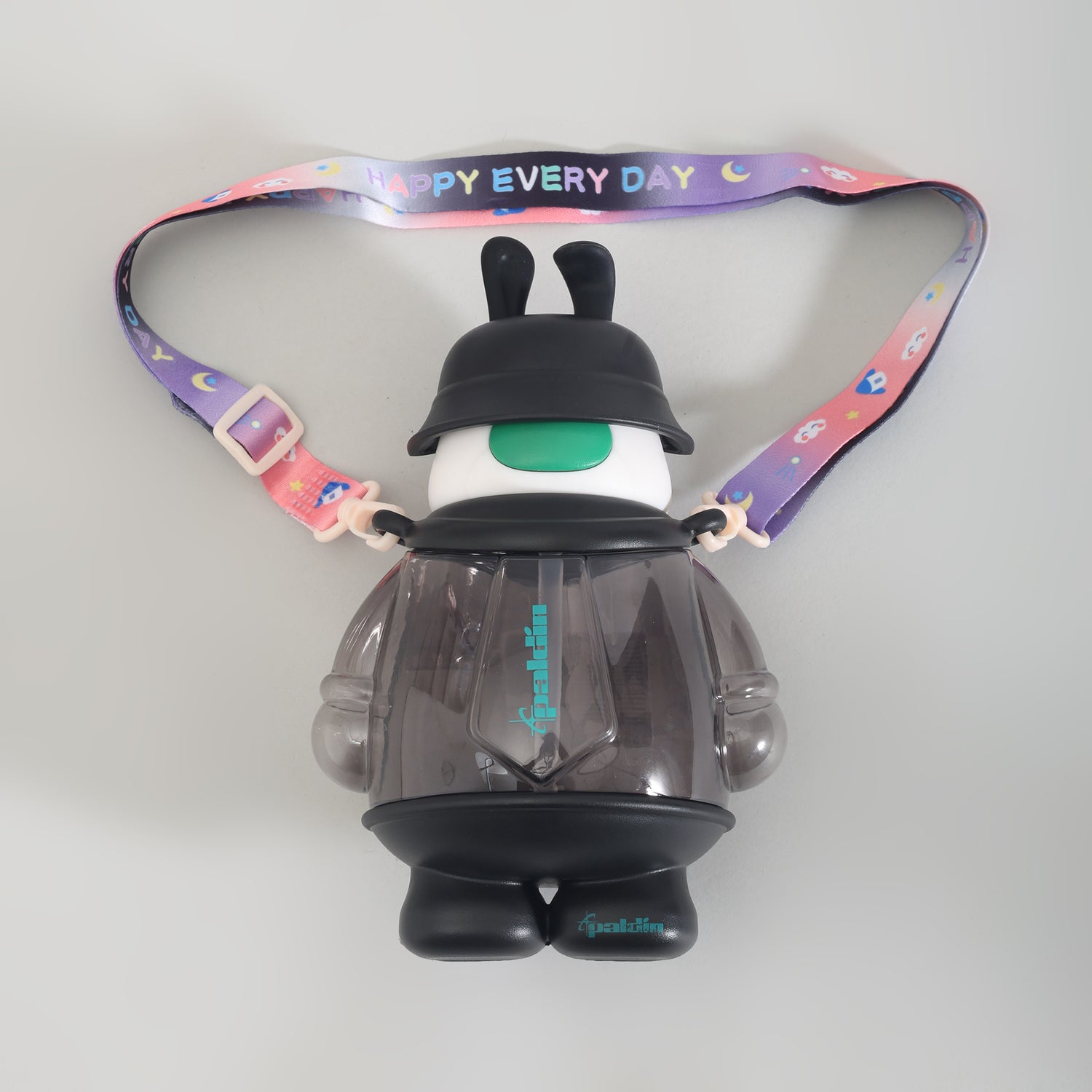 Mumuso Cool Bunny Plastic Water Bottle - 850 mL/Black