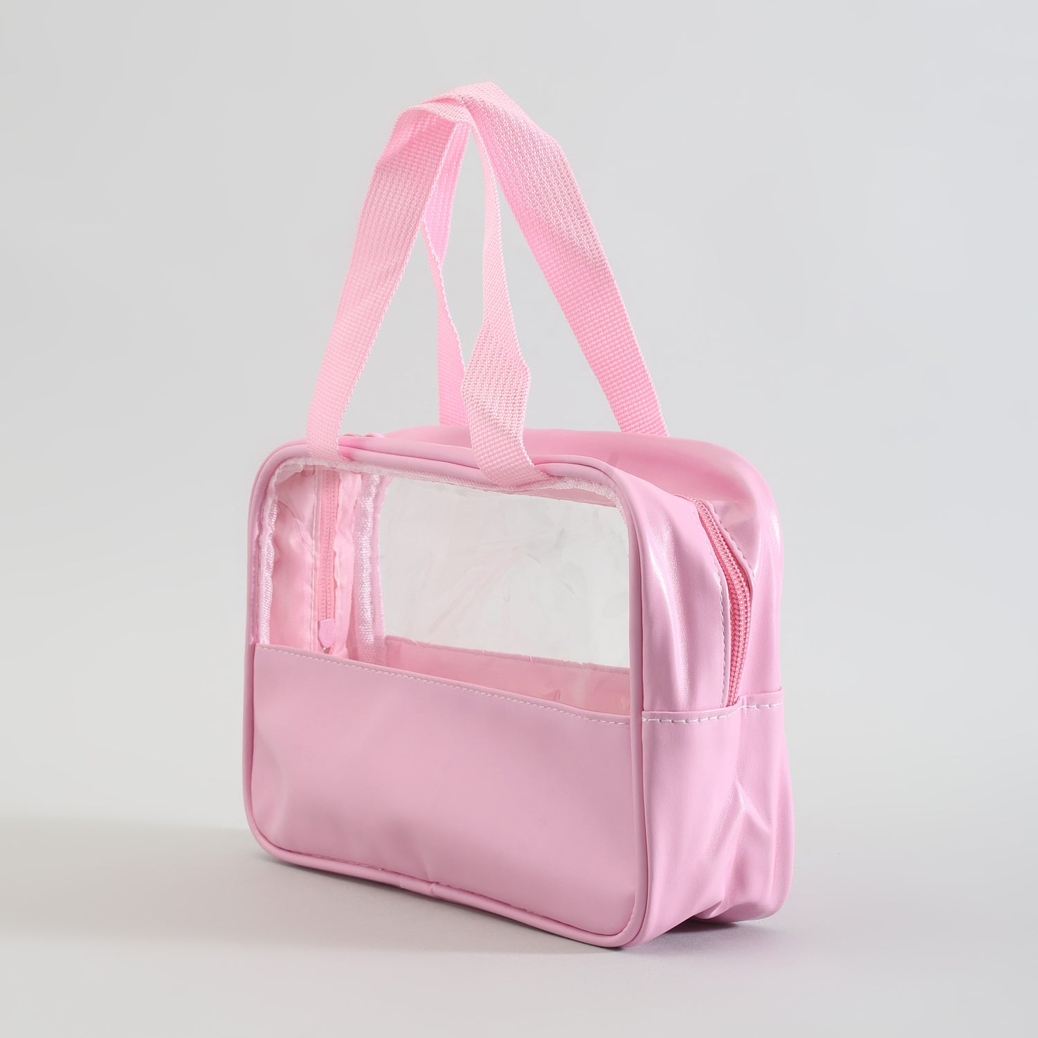 Mumuso Toiletry Bag with Clear Window- Pink/Medium