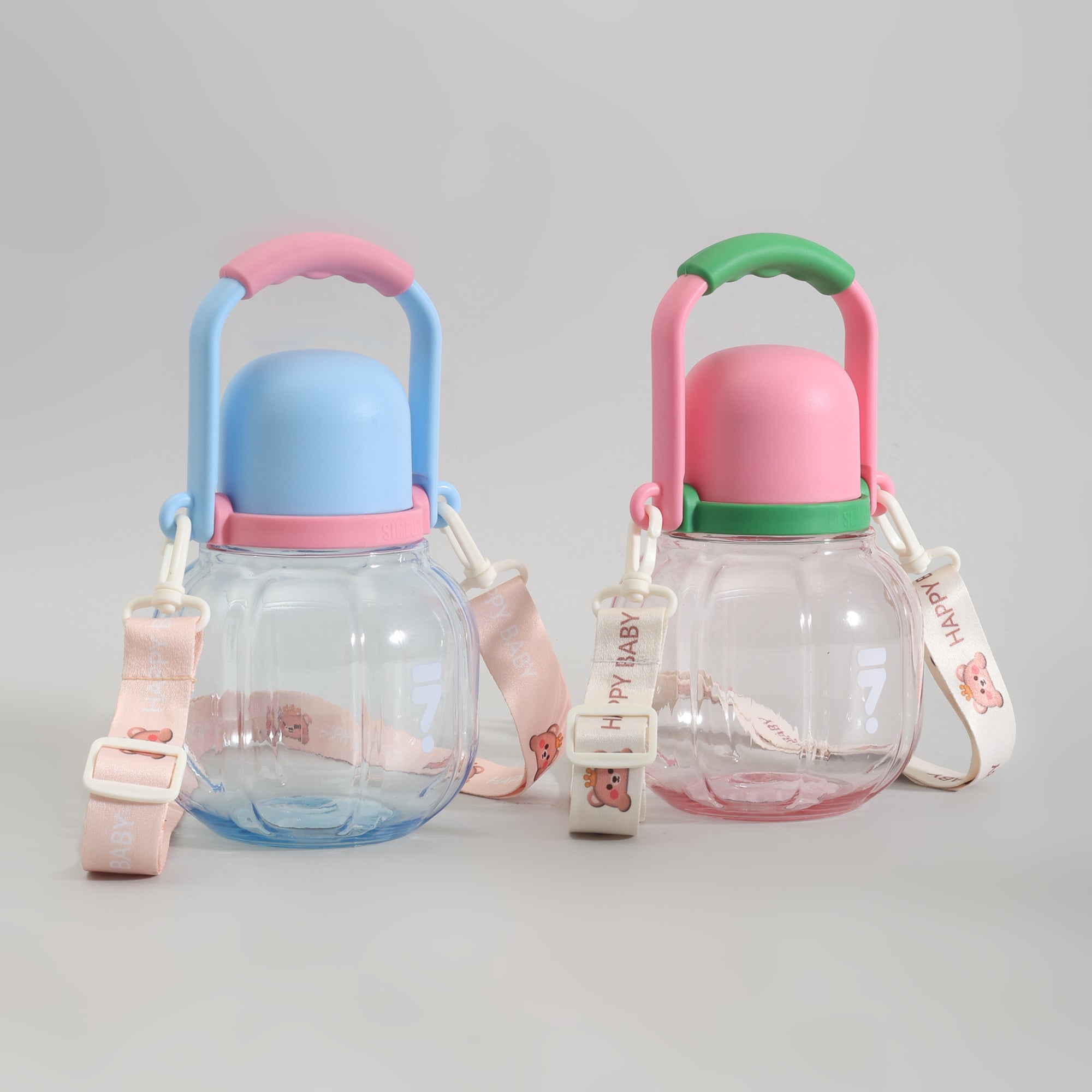 Mumuso Pumpkin Shaped Water Bottle for Kids- 850ml/ Blue/ Pink
