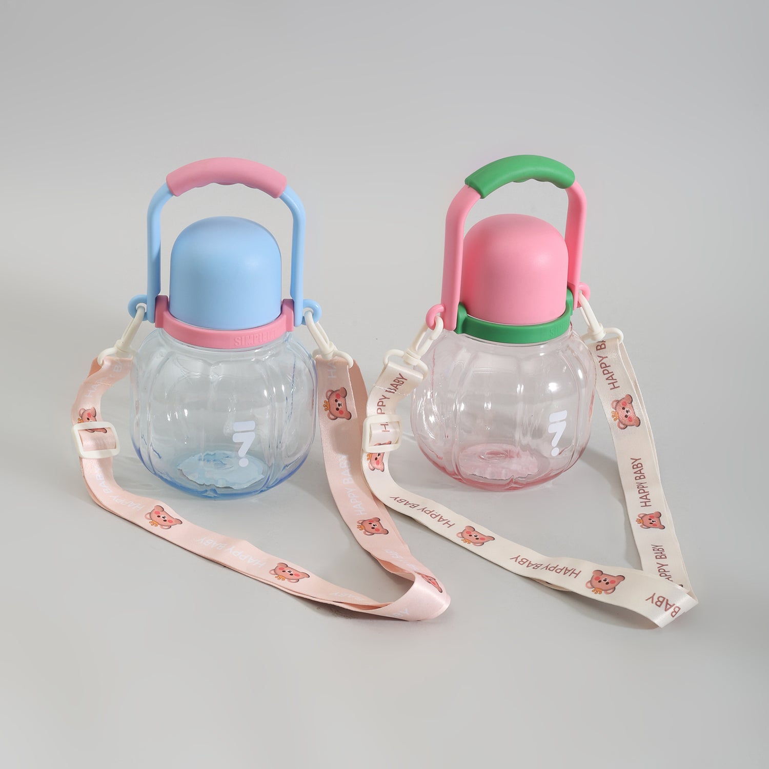 Mumuso Pumpkin Shaped Water Bottle for Kids- 850ml/ Blue/ Pink