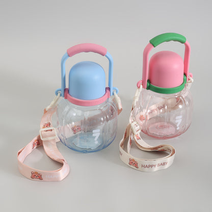 Mumuso Pumpkin Shaped Water Bottle for Kids- 850ml/ Blue/ Pink