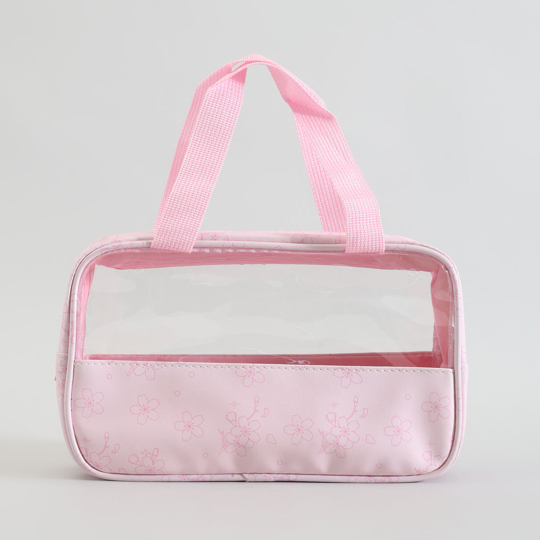 Mumuso Toiletry Bag With Clear Window: Cherry Blossom/ Medium
