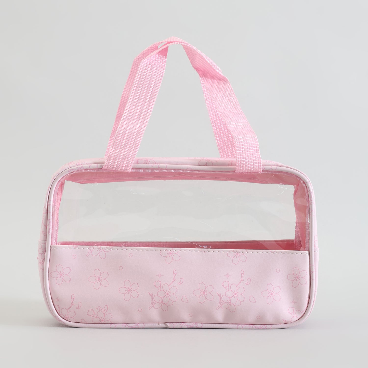 Mumuso Toiletry Bag With Clear Window: Cherry Blossom/ Medium