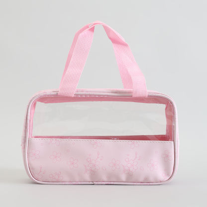 Mumuso Toiletry Bag With Clear Window: Cherry Blossom/ Medium