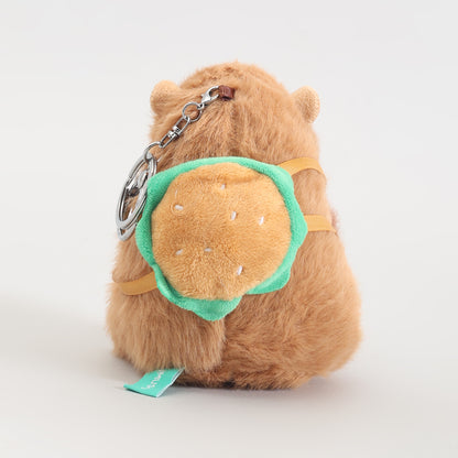 Mumuso Capybara Hamburger Backpack Plush Keychain