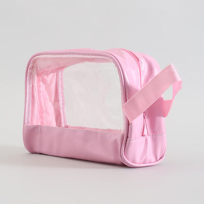MUMUSO Ultimate 3-Piece Clear Cosmetic Bag Set - Pink