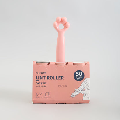 Cat Paw Pink Lint Roller Set with 3 Refills - 150 Sheets