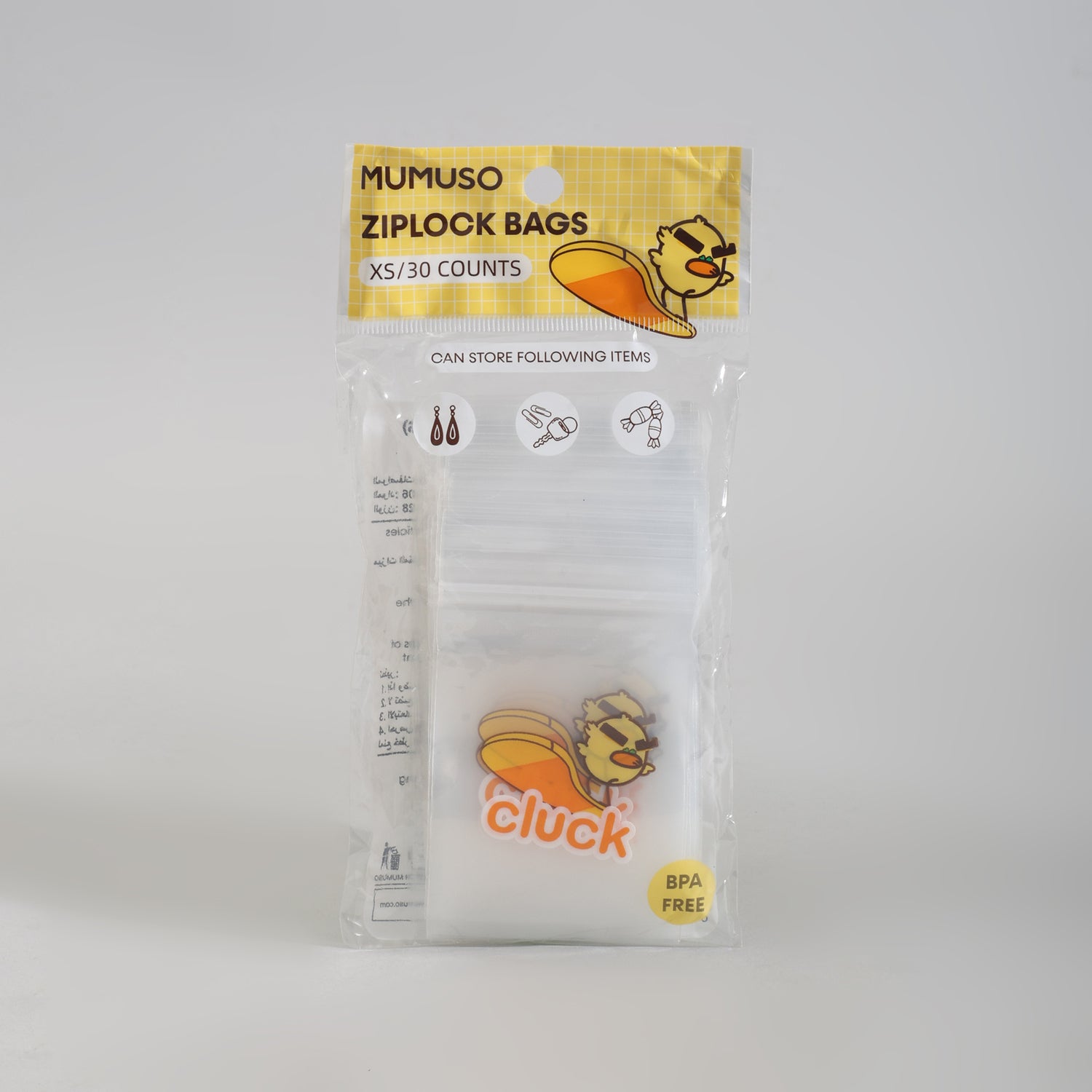 Mumuso Character Cluck Ziplock Bag- XS/ 30PCS
