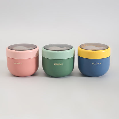 Insulated Mini Lunch Box with Cutlery &amp; Transparent Lid- Assorted Colour!