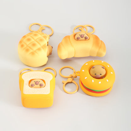 Bakery Series Keychain: Squeeze the Bread &amp; the Capybara Pops!: Assorted 4 Variants