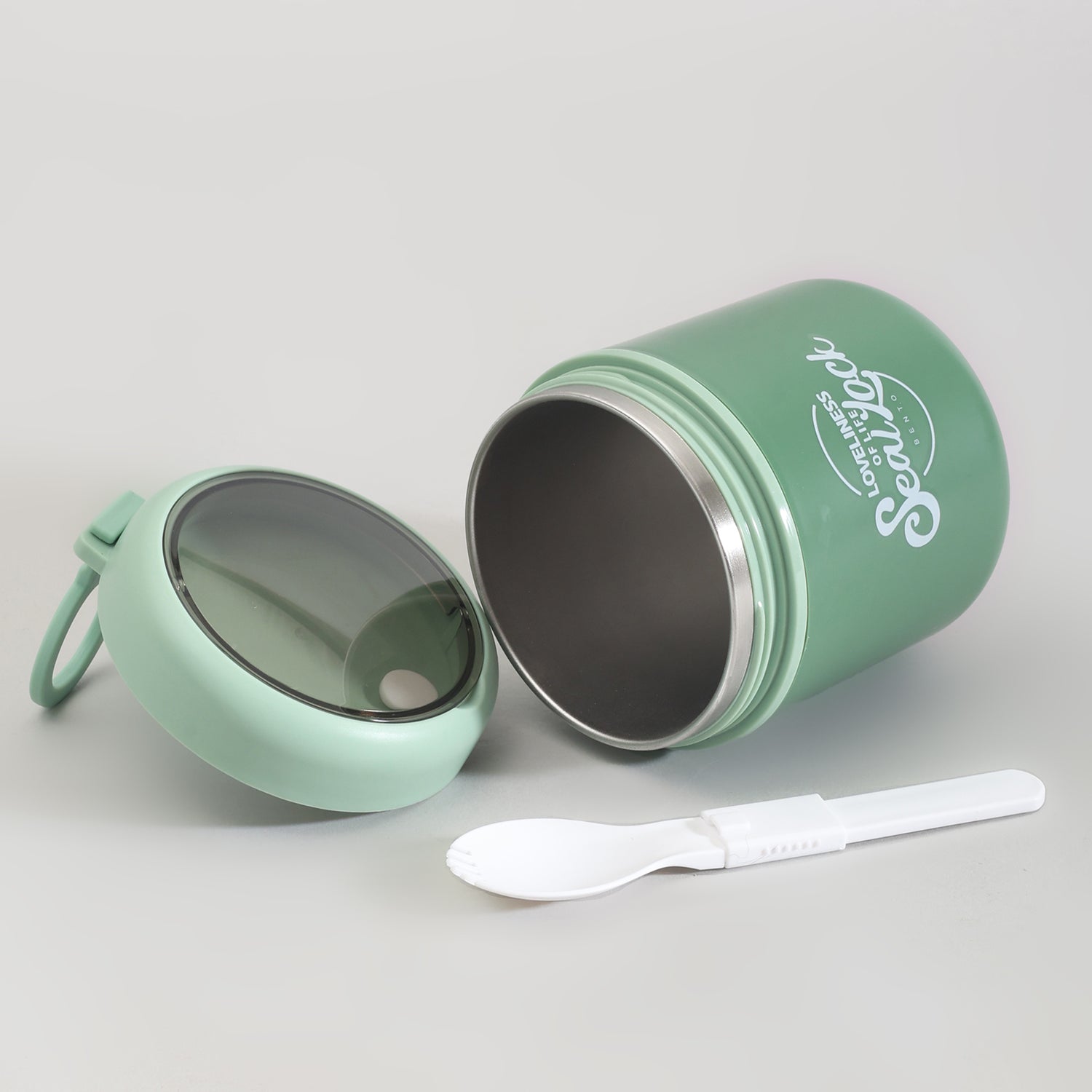Insulated Large Lunch Box with Cutlery &amp; Transparent Lid- Assorted Colours!