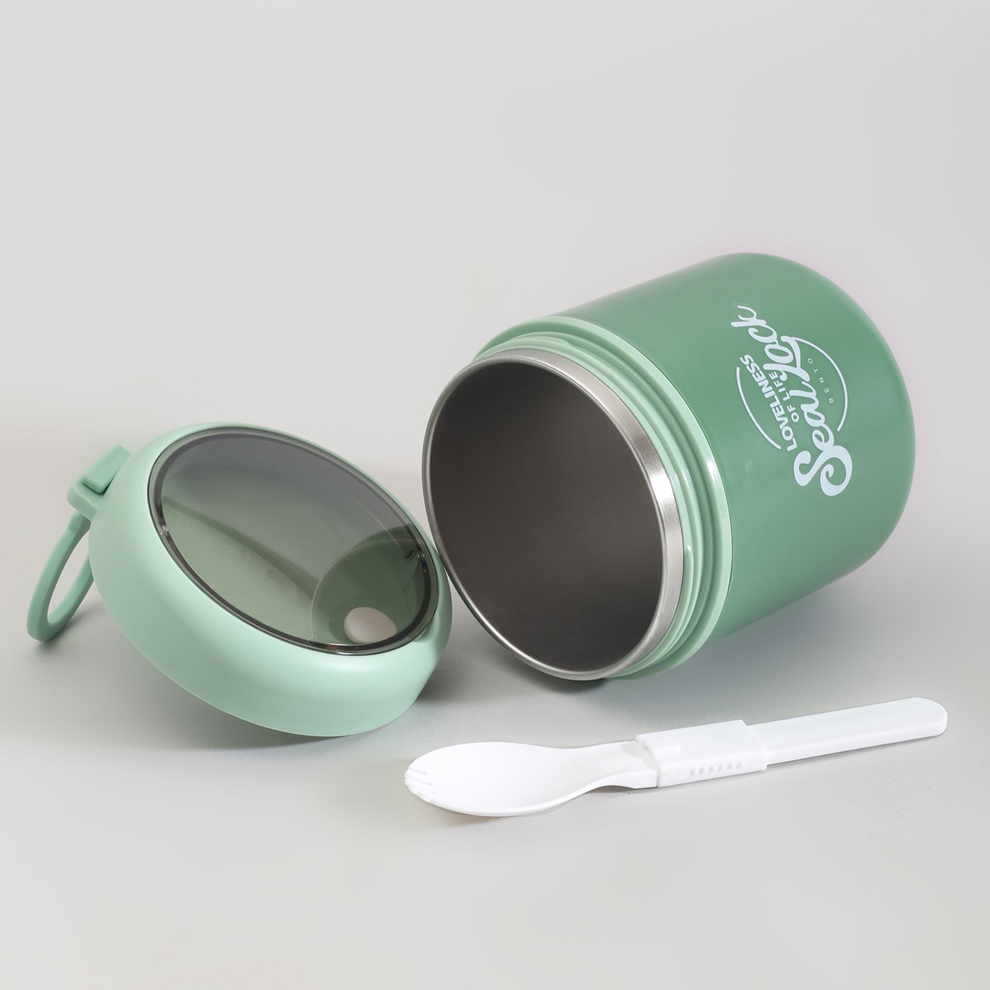 Insulated Large Lunch Box with Cutlery &amp; Transparent Lid- Assorted Colours!