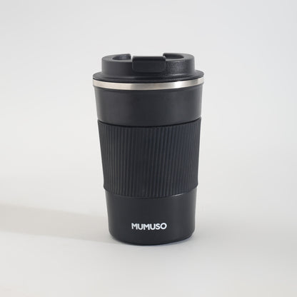 Insulated Stainless Steel Travel Coffee Mug with Lid - Black/380ml