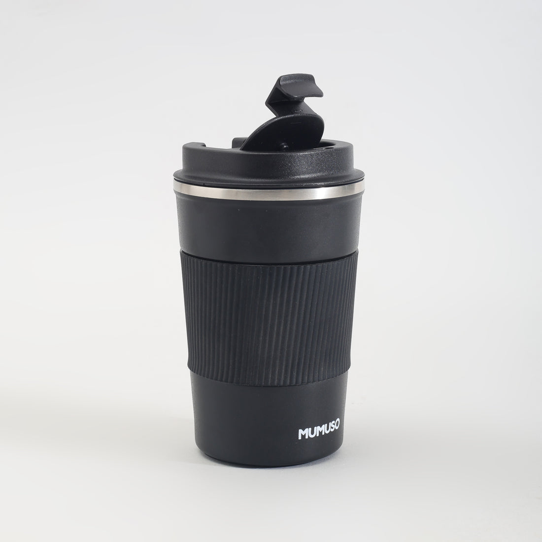 Insulated Stainless Steel Travel Coffee Mug with Lid - Black/380ml