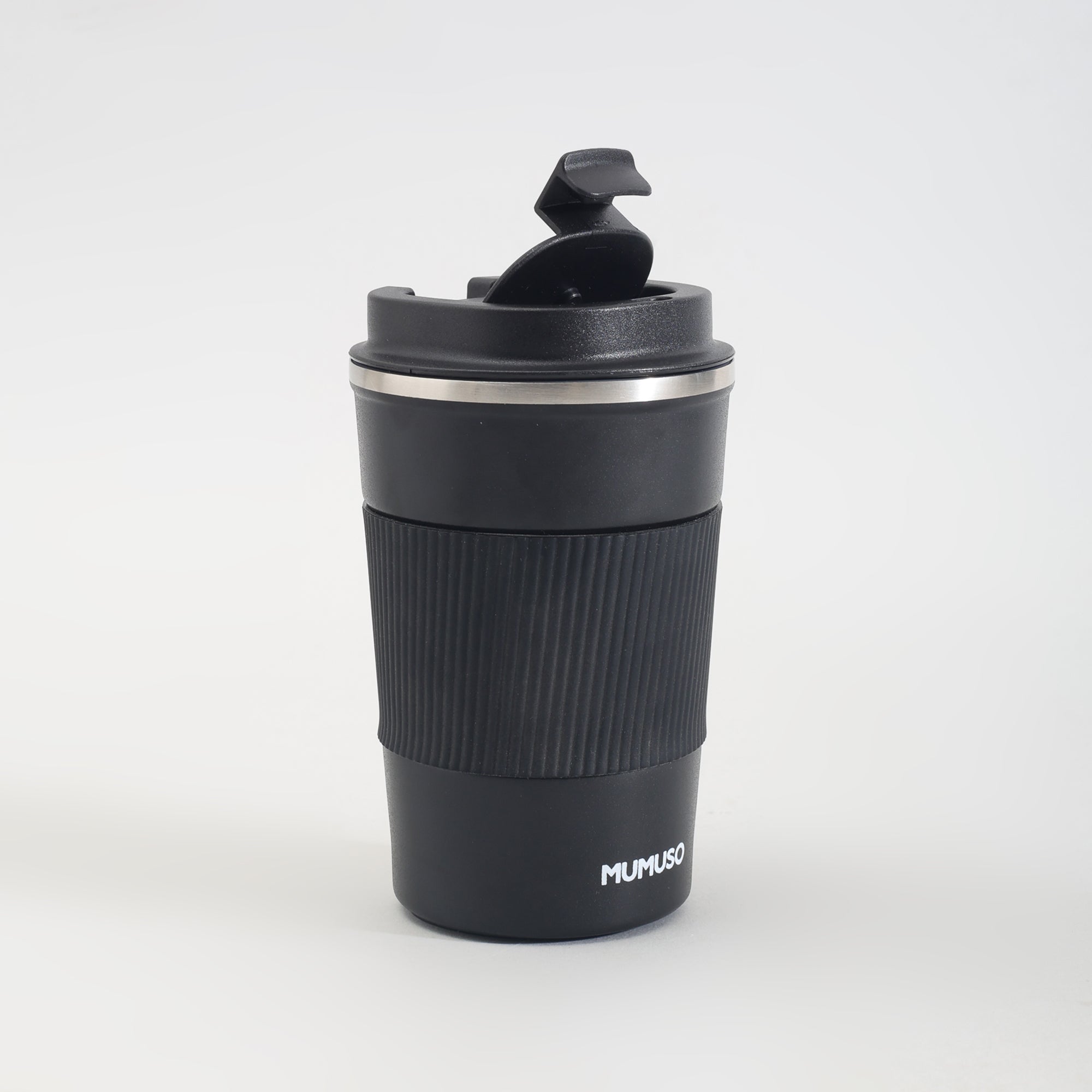 Insulated Stainless Steel Travel Coffee Mug with Lid - Black/380ml