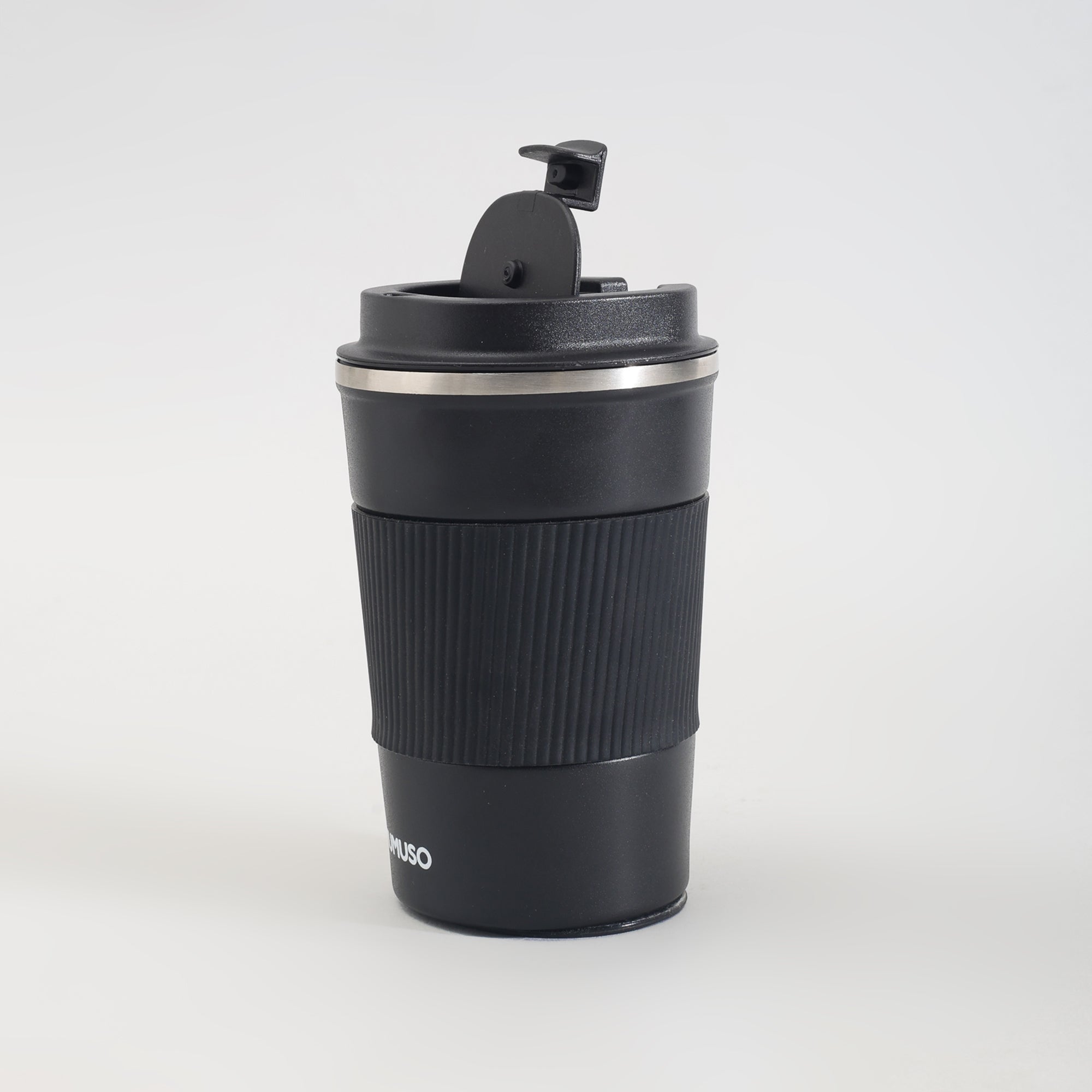 Insulated Stainless Steel Travel Coffee Mug with Lid - Black/380ml
