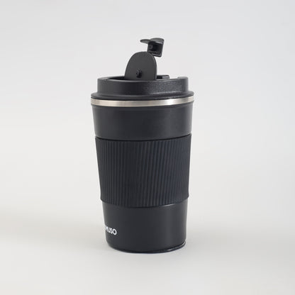 Insulated Stainless Steel Travel Coffee Mug with Lid - Black/380ml