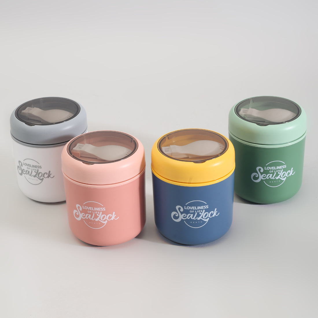 Insulated Large Lunch Box with Cutlery &amp; Transparent Lid- Assorted Colours!