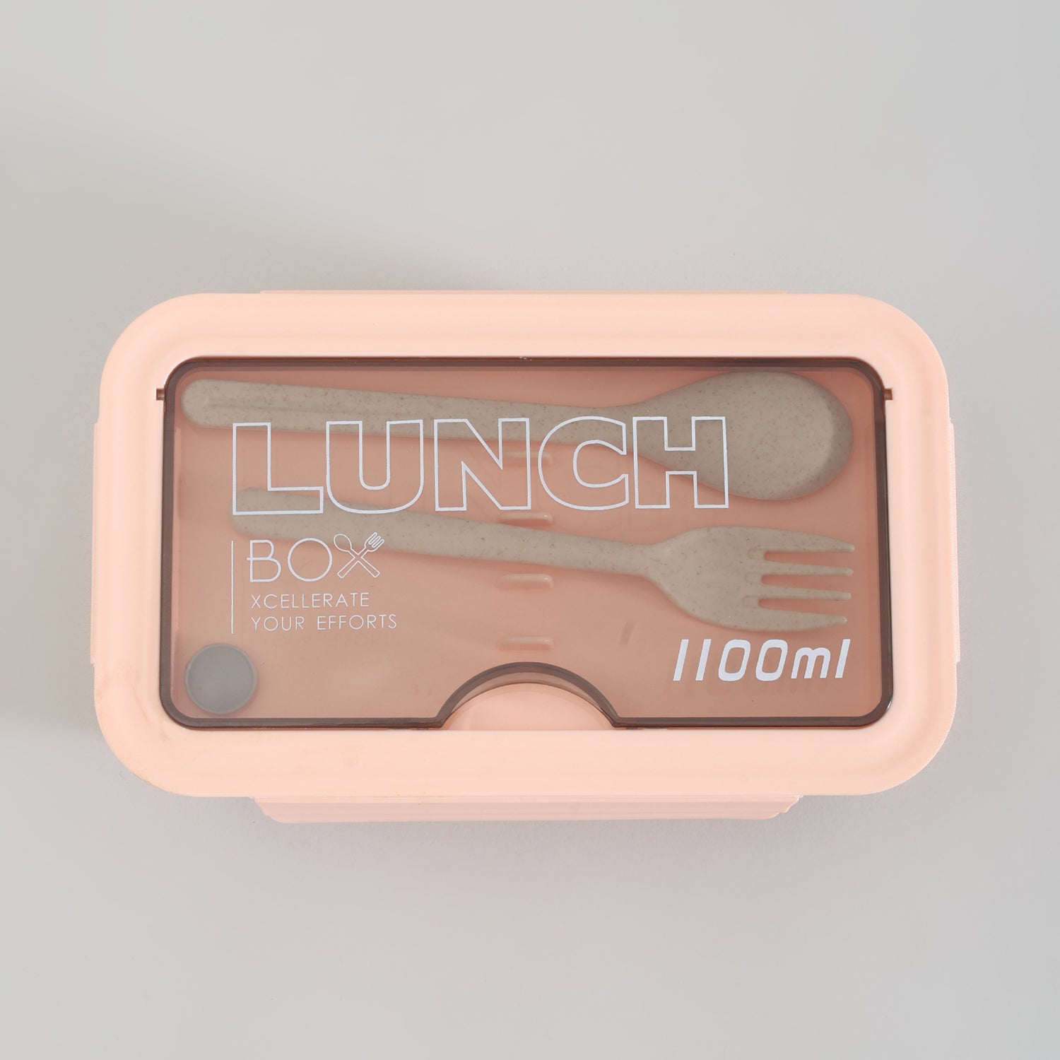 Pink Lunch Box with Fork &amp; Spoon