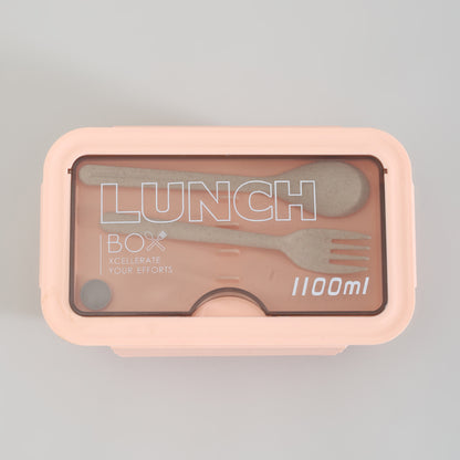 Pink Lunch Box with Fork &amp; Spoon
