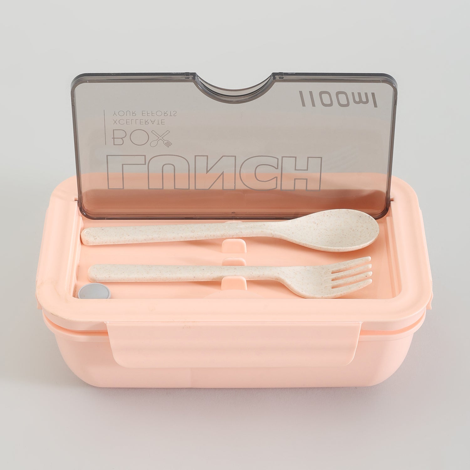 Pink Lunch Box with Fork &amp; Spoon