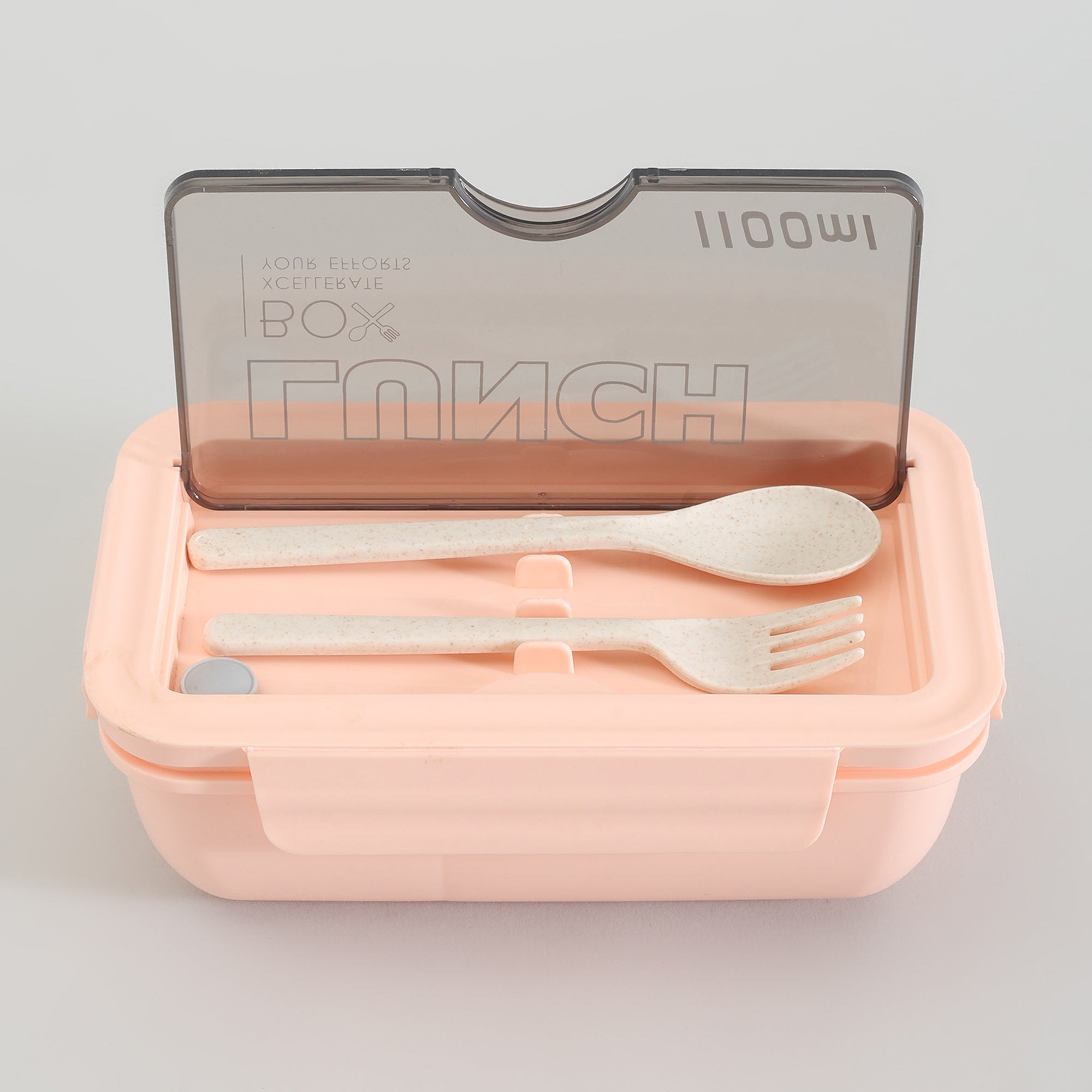 Pink Lunch Box with Fork &amp; Spoon