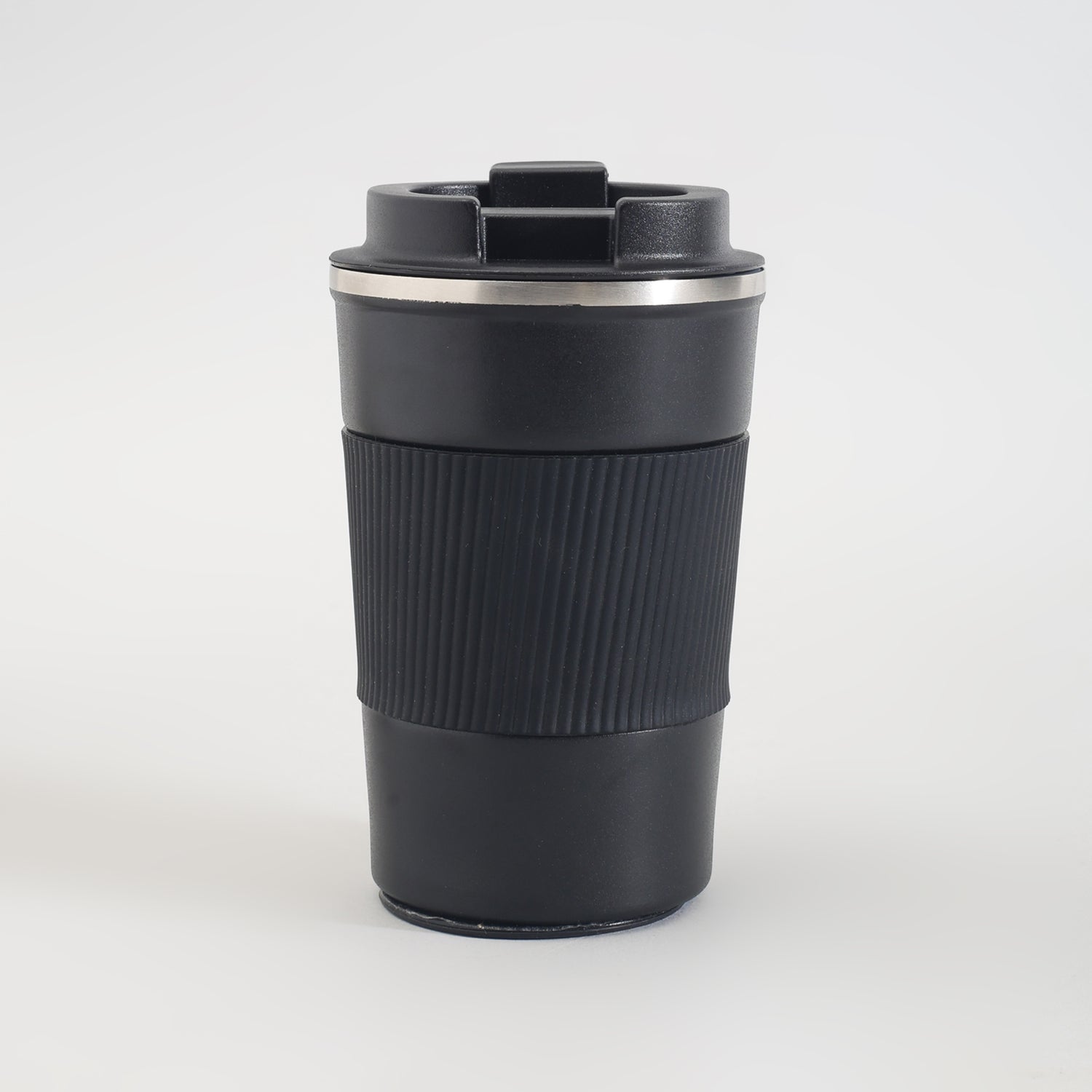 Insulated Stainless Steel Travel Coffee Mug with Lid - Black/380ml