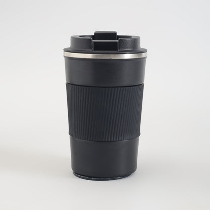 Insulated Stainless Steel Travel Coffee Mug with Lid - Black/380ml