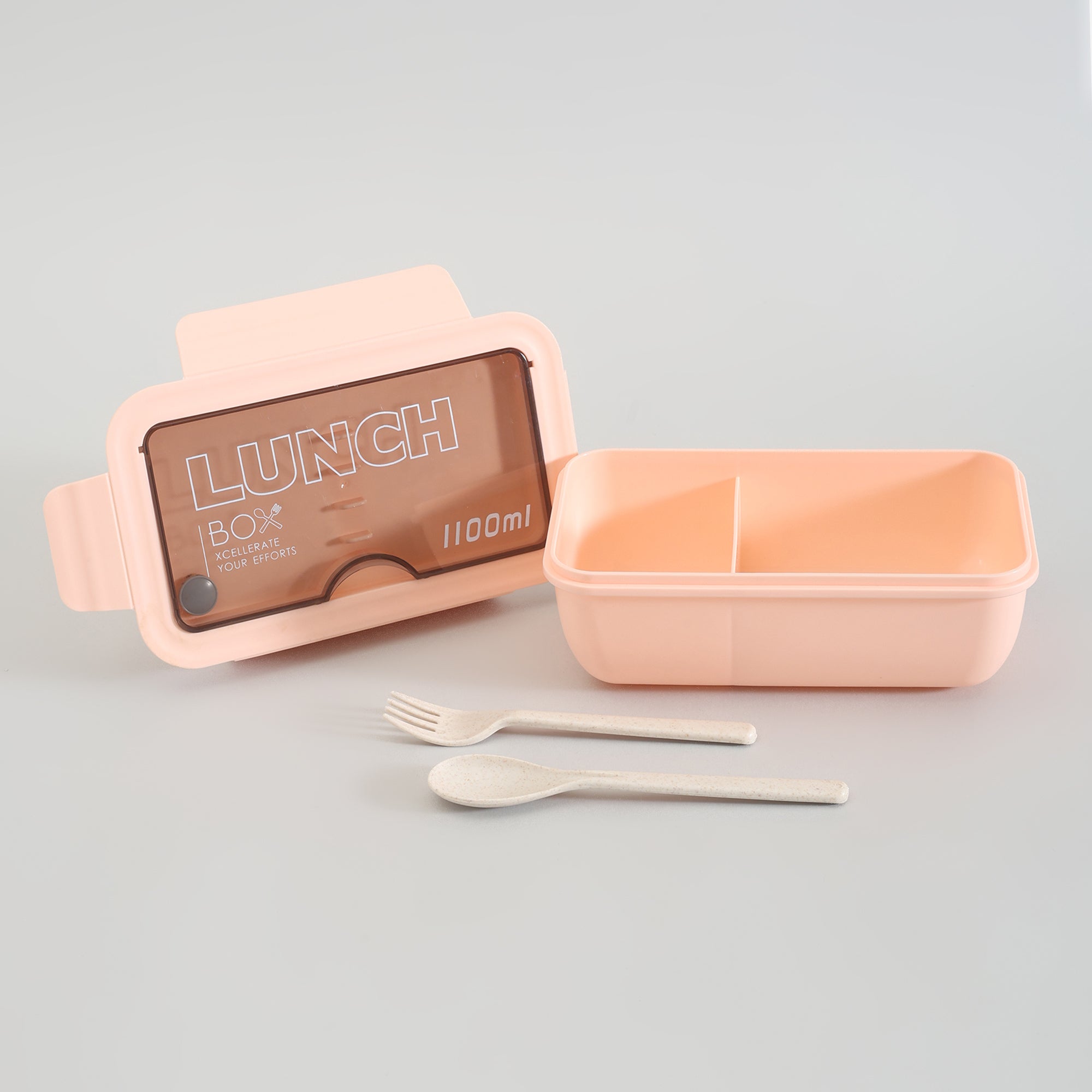 Pink Lunch Box with Fork &amp; Spoon