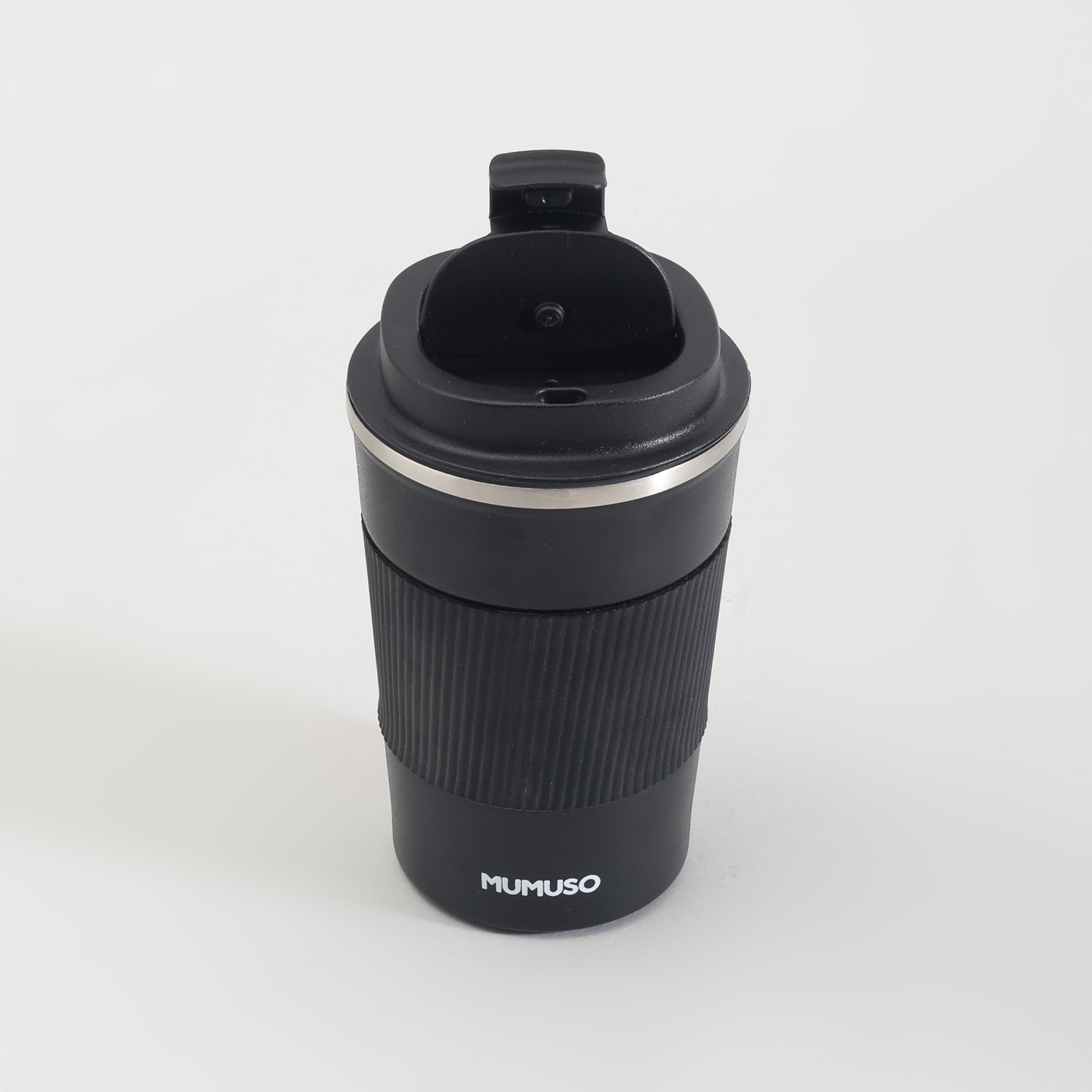 Insulated Stainless Steel Travel Coffee Mug with Lid - Black/380ml