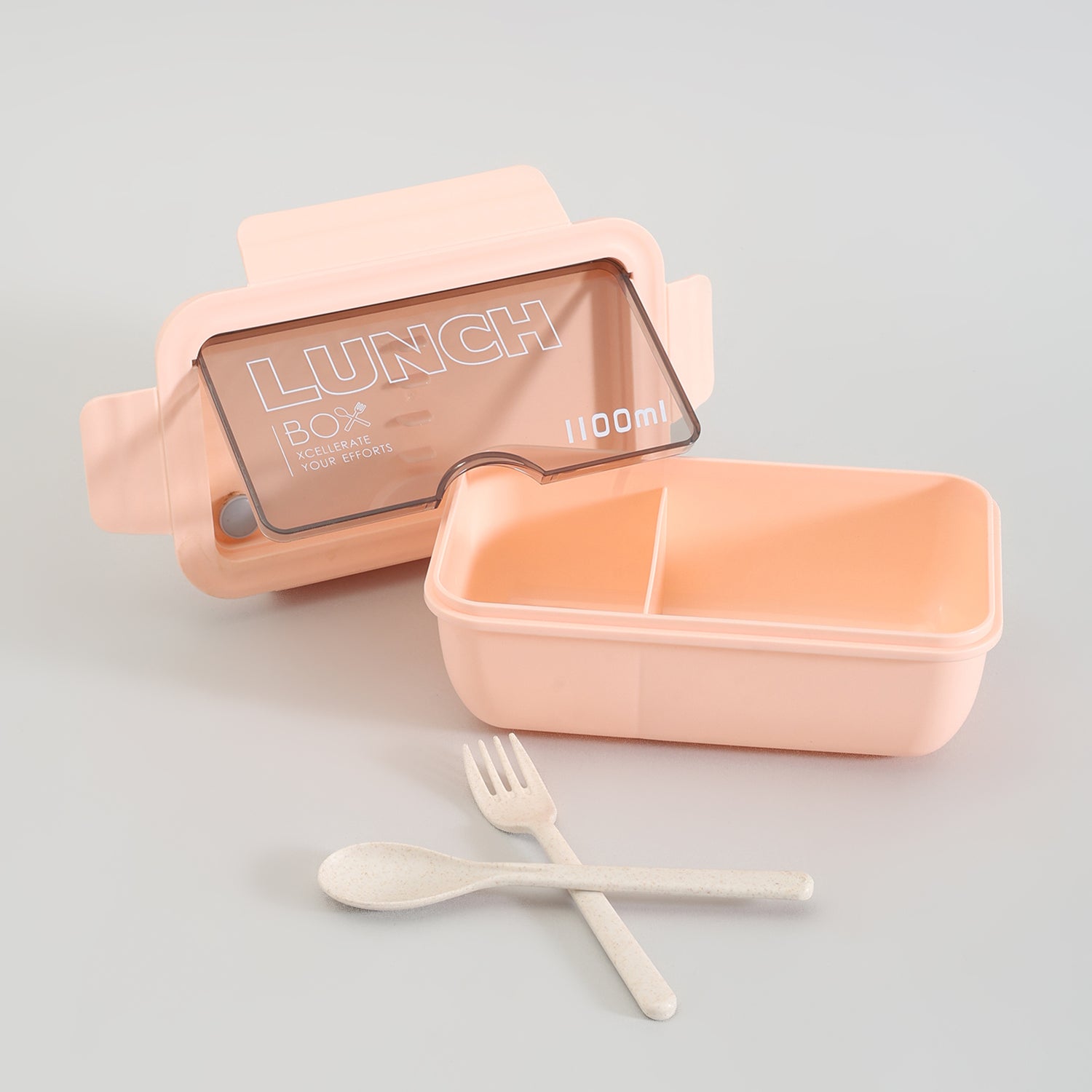 Pink Lunch Box with Fork &amp; Spoon
