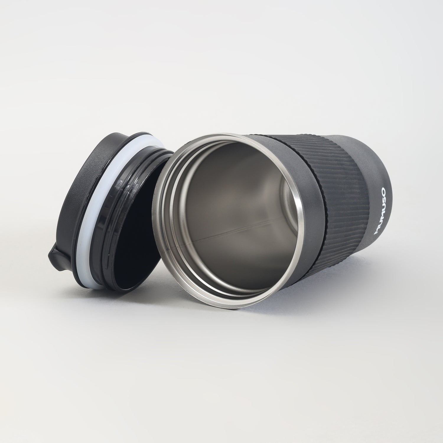 Insulated Stainless Steel Travel Coffee Mug with Lid - Black/380ml