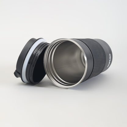 Insulated Stainless Steel Travel Coffee Mug with Lid - Black/380ml