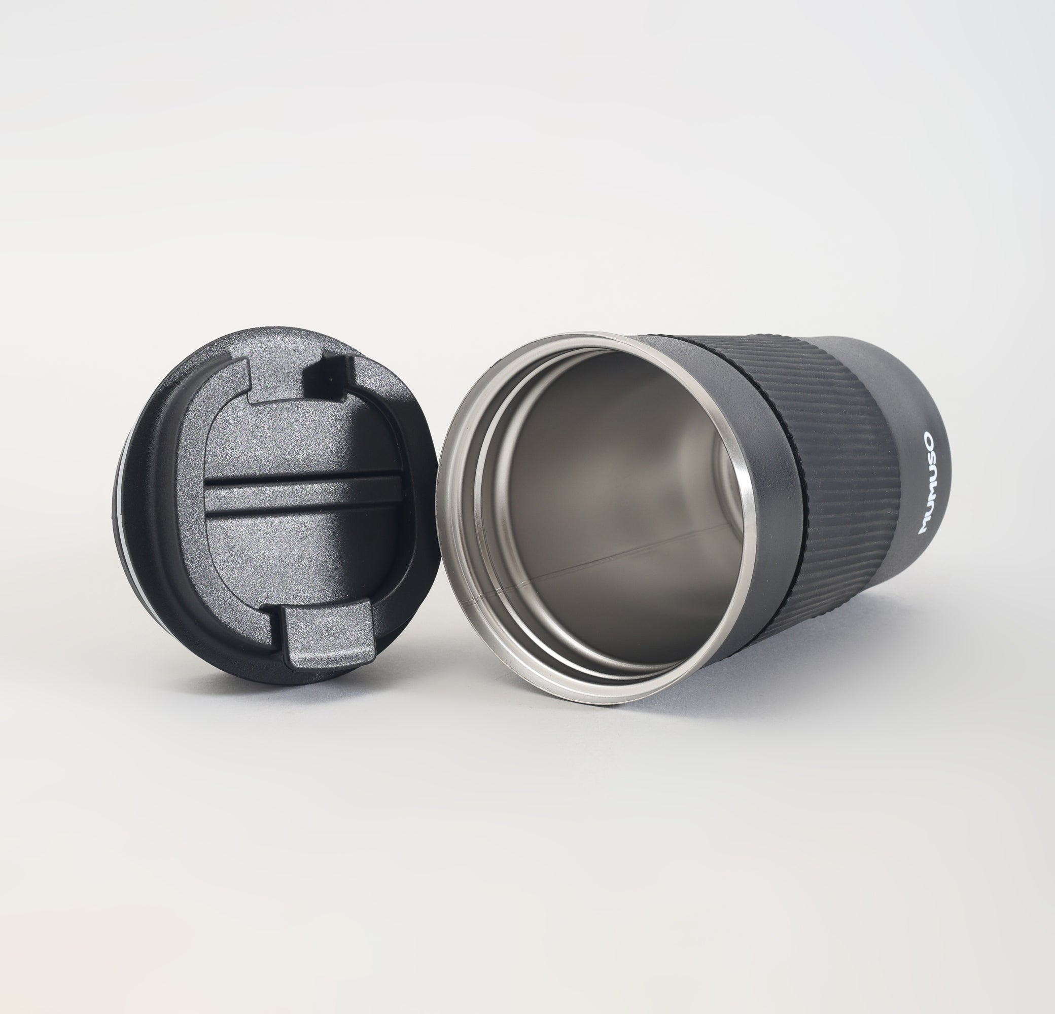 Insulated Stainless Steel Travel Coffee Mug with Lid - Black/380ml