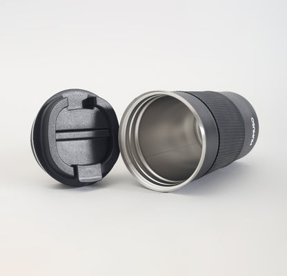 Insulated Stainless Steel Travel Coffee Mug with Lid - Black/380ml