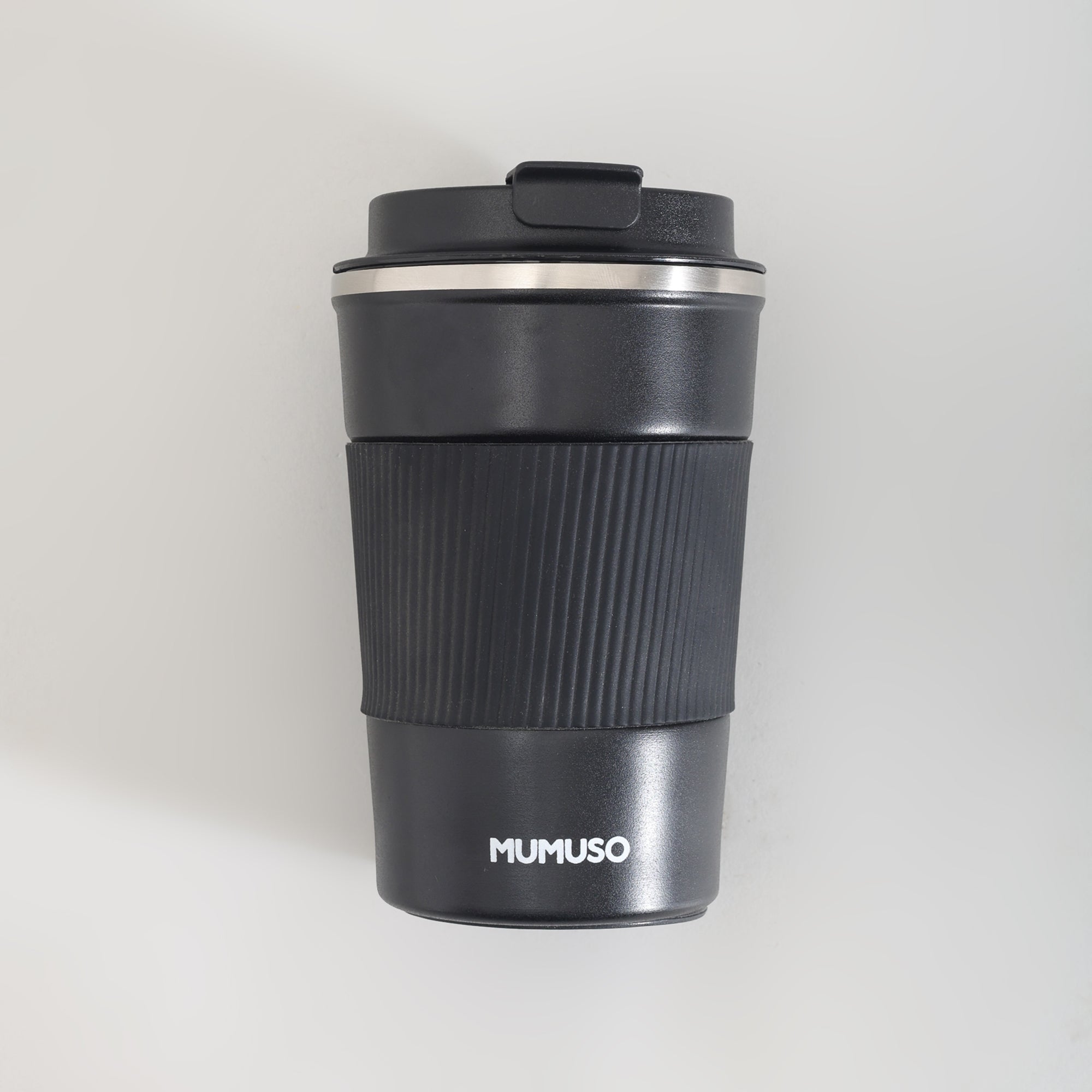 Insulated Stainless Steel Travel Coffee Mug with Lid - Black/380ml
