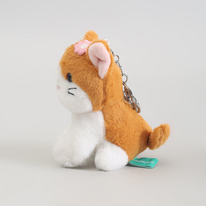 Adorable Cat Wearing Cute Flower Keychain/ Bag Pendant