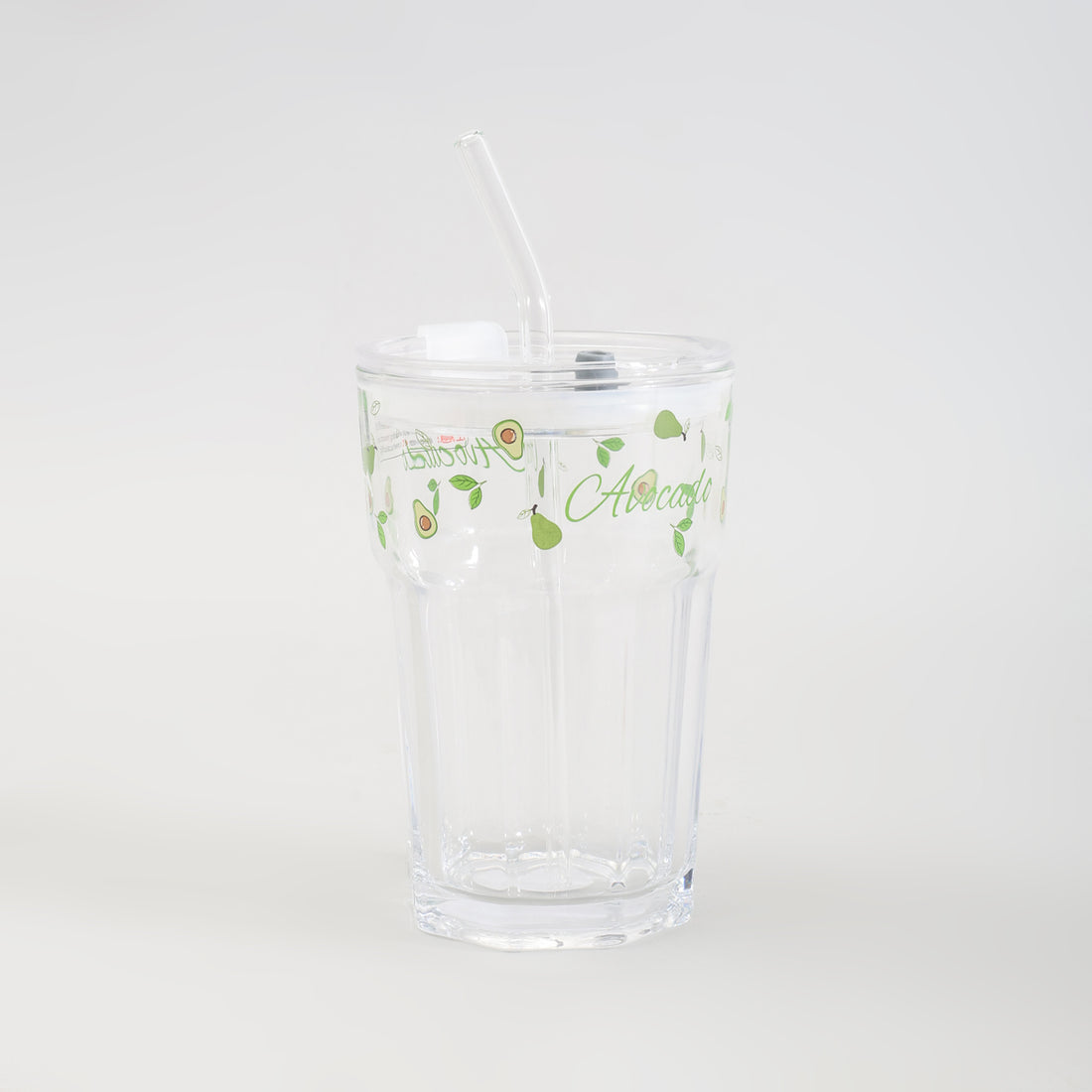 Adorable Avocado Series Glass with Straw