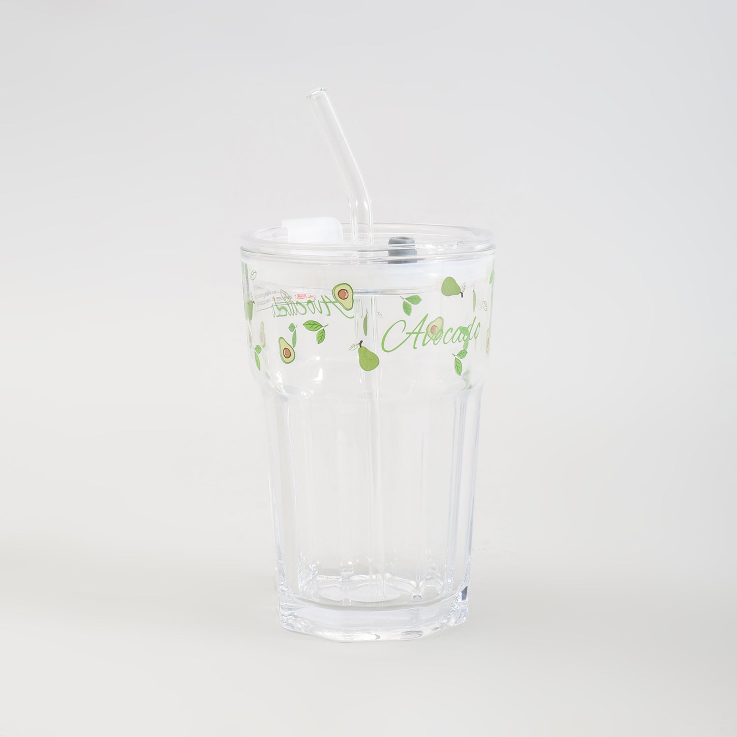 Adorable Avocado Series Glass with Straw