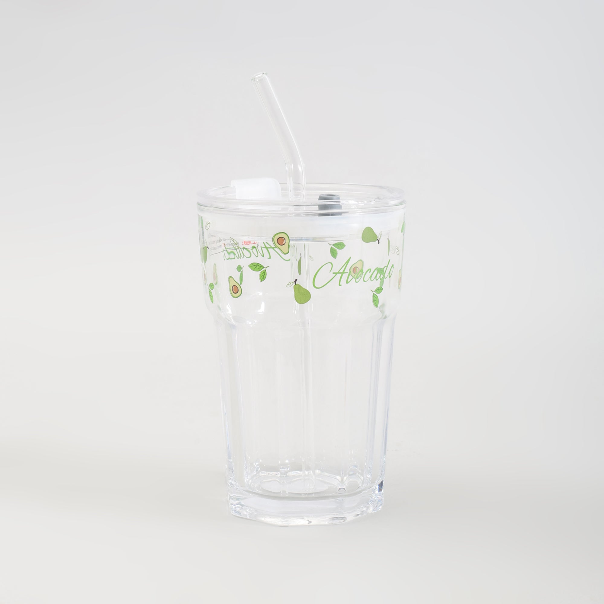 Adorable Avocado Series Glass with Straw