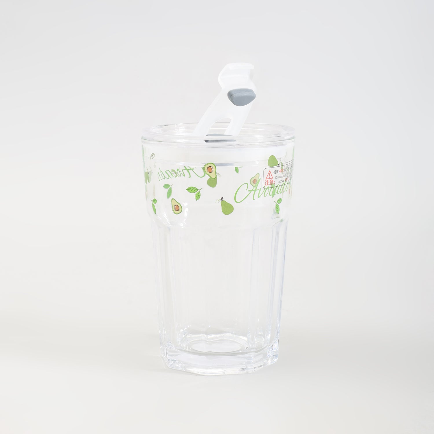 Adorable Avocado Series Glass with Straw