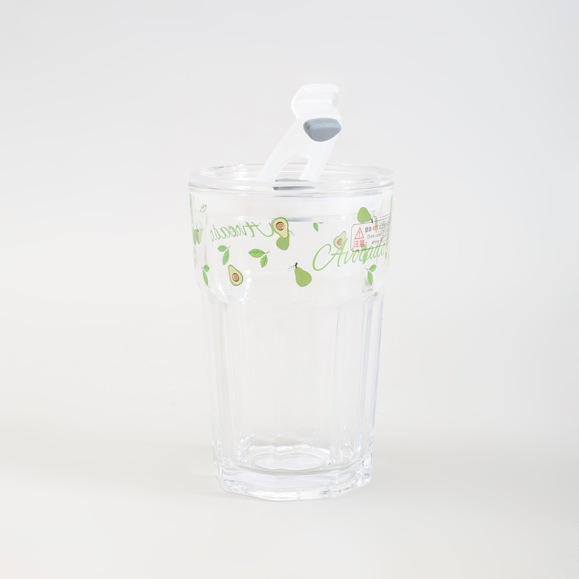 Adorable Avocado Series Glass with Straw